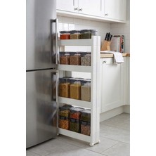 Empressco Mulina Home Slim 4 Katlı Çok Amaçlı Tekerlekli Organizer Mutfak Rafı (Beyaz) - Fiyatı, Yorumları
