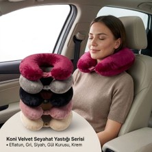 R.O RELAXOTOAKSESUAR Oto Koni Velvet Kadife Çıtçıtlı Boyun Yastığı - Seyahat ve Araç Içi Boyun Destek Minderi 5'li Renk Serisi siyah