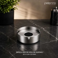 Pelenna 5 Adet Lüks Çelik Skoçlu Yuvarlak Kapaklı Küllük ; 10 Cm.