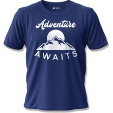 North Whiskers Adventure Awaits Doğa ve Kamp Temalı Baskılı %100 Pamuklu T-Shirt