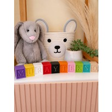 MurayTekno -Dekoratif Alfabe Harf Küp 5X5X5 cm Bebek Odası Doğum Günü Baby Shower Masa Dekoru-1 Adet(Mor)