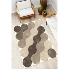 Mortapi Geometrik Desen Baskılı Kaymaz Yıkanabilir Salon Oturma Odası Mutfak Antre Balkon Halısı Yolluk