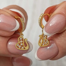 Avensyy Gümüş Sallantılı Gold Kuğu Kadın Küpe