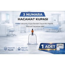 Bezos 3 Numara Hacamat Kupası 1 Adet Vakumlu Kupa Bardak Dayanıklı Plastik Manuel Hacamat Kabı