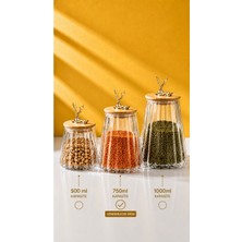 Empressco Maloria Bambu Gold Geyik Kapaklı Kristal Şeffaf Konik Çizgili Cam Kavanoz | 1 Adet 750ML (Orta Boy) - Fiyatı, Yorumları
