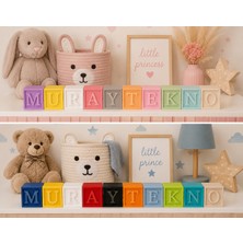 MurayTekno -Dekoratif Alfabe Harf Küp 5X5X5 cm Bebek Odası Doğum Günü Baby Shower Masa Dekoru-1 Adet(Pembe)