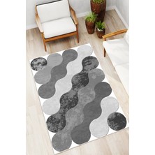 Mortapi Geometrik Desen Baskılı Kaymaz Yıkanabilir Salon Oturma Odası Mutfak Antre Balkon Halısı Yolluk