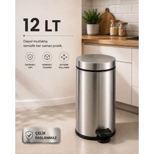 Organix Home Çöp Kovası Çelik 12 Litre  Paslanmaz Çelik gövdesi ile uzun ömür sunar.