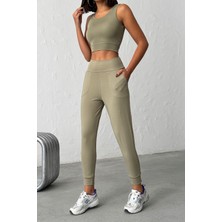 Opendo Yüksek Bel Dar Paça Jogger Eşofman Altı