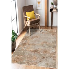 Mortapi Gri Soyut Desen Baskılı Kaymaz Yıkanabilir Salon Oturma Odası Mutfak Antre Halısı Yolluk