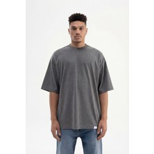 Machinist Erkek Basic Super Pamuklu Oversize Tişört Antrasit
