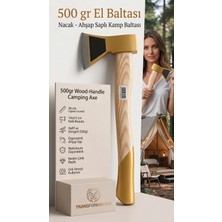 Creatividad Solutions Ahşap Saplı Kamp Baltası 500 Gr, Profesyonel Nacak, Kırılmaz Saplı Odun Kesme ve Yarma Baltası 723200