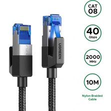 Ugreen 30795 NW153 Cat8 2000MHZ Stabil Bant 40GBPS Yüksek Ağ Hızı Ethernet Kablosu Örgülü 10METRE