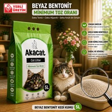 Akacat Beyaz Bentonit Doğal %100 Topaklaşan 5 Lt Kedi Kumu