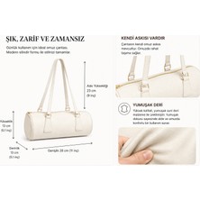 Elan Collection Kadın Çanta Silindir Model Şık Tasarım Sportif Casual Çanta Beyaz