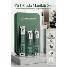 Creatividad Solutions Profesyonel 4'ü 1 Arada Manikür Seti, Paslanmaz Çelik Tırnak Makası ve Nano Törpülü Seyahat Kiti 723207