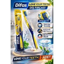 Bezos Difaş Love Your Teeth Diş Fırçası 1 Adet Orta Sert Ergonomik Tutma Saplı Manuel Diş Fırçası
