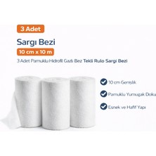 Bezos Sargı Bezi 10 cm x 10 M 3 Adet Pamuklu Hidrofil Gazlı Bez Tekli Rulo Sargı Bezi Seti