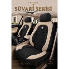 Trobus Renault Kadjar 2015 Sonrası Uyumlu Süvari Serisi Siyah Bej Premium Tay Tüyü Koltuk Kılıfı