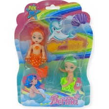 Aycer 2'li Deniz Kızı Bebek Seti - Hareketli Eklemler ve Aksesuarlı -Turuncu & Yeşil (Lisinya)