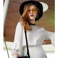 Aycer Unisex Gold Metal Çerçeveli Damla Gözlük (Kutulu) ( Lisinya )