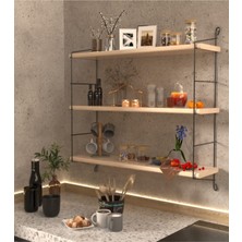 Empressco Corelle Kitchen Çam Doğal Ahşap Büyük Boy 3 Katlı Duvar Rafı - Fiyatı, Yorumları