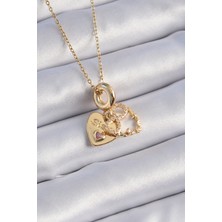 Avensyy 316L Çelik Gold Renk Zirkon Taşlı Sonsuzluk Kalp Figür Charm Model Kadın Kolye