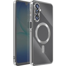 Teknomoda Samsung Galaxy A57 ile Uyumlu Kılıf Kamera Lens Korumalı Renkli Magsafe Şeffaf Silikon Gümüş