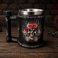 Skygo Kuru Kafa Motorcu Tasarımlı Metal Kupa Bardak