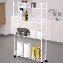 Empressco Eva Metal Tasarım Tekerlekli Raf Ünitesi 4 Katlı Mutfak Rafı Banyo Rafı Banyo Düzenleyici Dar Alan Organizer Beyaz - Fiyatı, Yorumları
