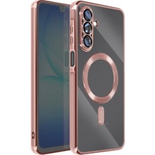 Teknomoda Samsung Galaxy A37 ile Uyumlu Kılıf Kamera Lens Korumalı Renkli Magsafe Şeffaf Silikon Rose Gold