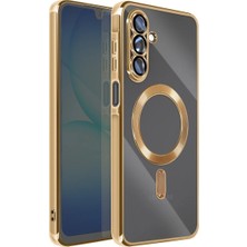 Teknomoda Samsung Galaxy A37 ile Uyumlu Kılıf Kamera Lens Korumalı Renkli Magsafe Şeffaf Silikon Gold