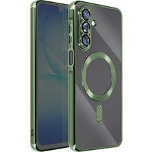 Teknomoda Samsung Galaxy A57 ile Uyumlu Kılıf Kamera Lens Korumalı Renkli Magsafe Şeffaf Silikon Yeşil