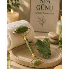 Kyops Jade Stone Yüz Bakım Seti Gua Sha ve Roller Masaj Taşı - Lisinya