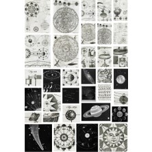 Ororabutik 34 Adet Vintage Astronomi Uzay Gezegen Sticker Seti - Etiket Seti Scrapbook Bullet Journal