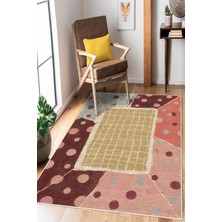 Mortapi Modern Soyut Desen Renkli Baskılı Kaymaz Yıkanabilir Salon Oturma Odası Mutfak Antre Halısı Yolluk