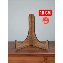 Duyar Teşhir Ayaklığı 10 Adet Ahşap Çerçeve Tabak Ayaklığı Ceviz (Kahverengi)