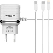 Paxteks Konfulon C33 Hızlı Şarj Cihazı 3in1 (Dahili Micro USB Kablolu)