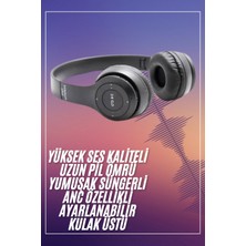 Aycer Bluetooth Kablosuz Kulaklık Siyah Wireless 5.0 Kulak Üstü Uzun Pil Ömrü - Lisinya