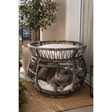 Reyo Pet Lüxperi Bombeli Kedi Ranzası 2 Katlı Kedi Yatağı Gri