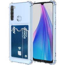 Teknomoda Redmi Note 8 Kılıf Kartlıklı Anti Şok Korumalı Şeffaf Silikon Şeffaf Açık