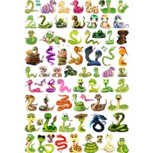 Ororabutik 70 Adet Sevimli Yılan Figürlü Sticker Seti - Etiket Seti Scrapbook Bullet Journal