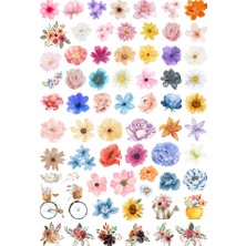 Ororabutik 66 Adet Fairycore Çiçek Sticker Seti - Etiket Seti Scrapbook Bullet Journal