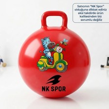 Nk Spor 55 cm Kırmızı Zıp Zıp Pilates Topu - Tutma Saplı Zıplama Topu - Çocuk ve Yetişkin Için Kondisyon Topu-Kulplu Egzersiz ve Oyun Topu (Anti-Burst)