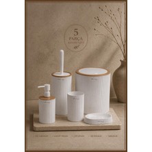 Okyanus Home Mina Beyaz Due 5'li Banyo Seti Modern Stil Suya Dayanıklı Şık Tasarım