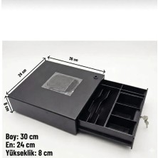 Gönül Elektronik YazarKasa / Yazar Kasa Pos Para Çekmecesi 5 Bozuk Para Bölmeli 3 Kağıt Para Bölmeli (Manuel Açılır) Pos Kaydırmaz Silikon Pad Hediyeli