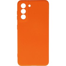 Ototechparca   Samsung Galaxy S21 Kılıf Nano Içi Kadife Silikon - Turuncu