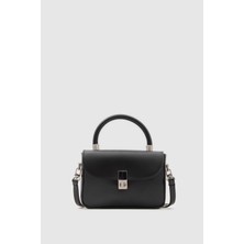 Shule Bags Cobble Small Siyah Çapraz Çanta Suni Deri Şık Tasarım ve Güvenli Klips Kapama