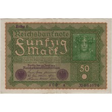 Banknoting Almanya 50 Mark 1919 Reıhe 1. Weimar Cumhuriyeti Dönemi Çok Çok Temiz+