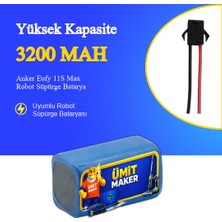 Ümit Maker Anker Eufy 11S Max Robot Süpürge 3200 Mah 14.4 V Batarya – Orjinal Uyumlu Uzun Ömürlü, Yüksek Performans Pil